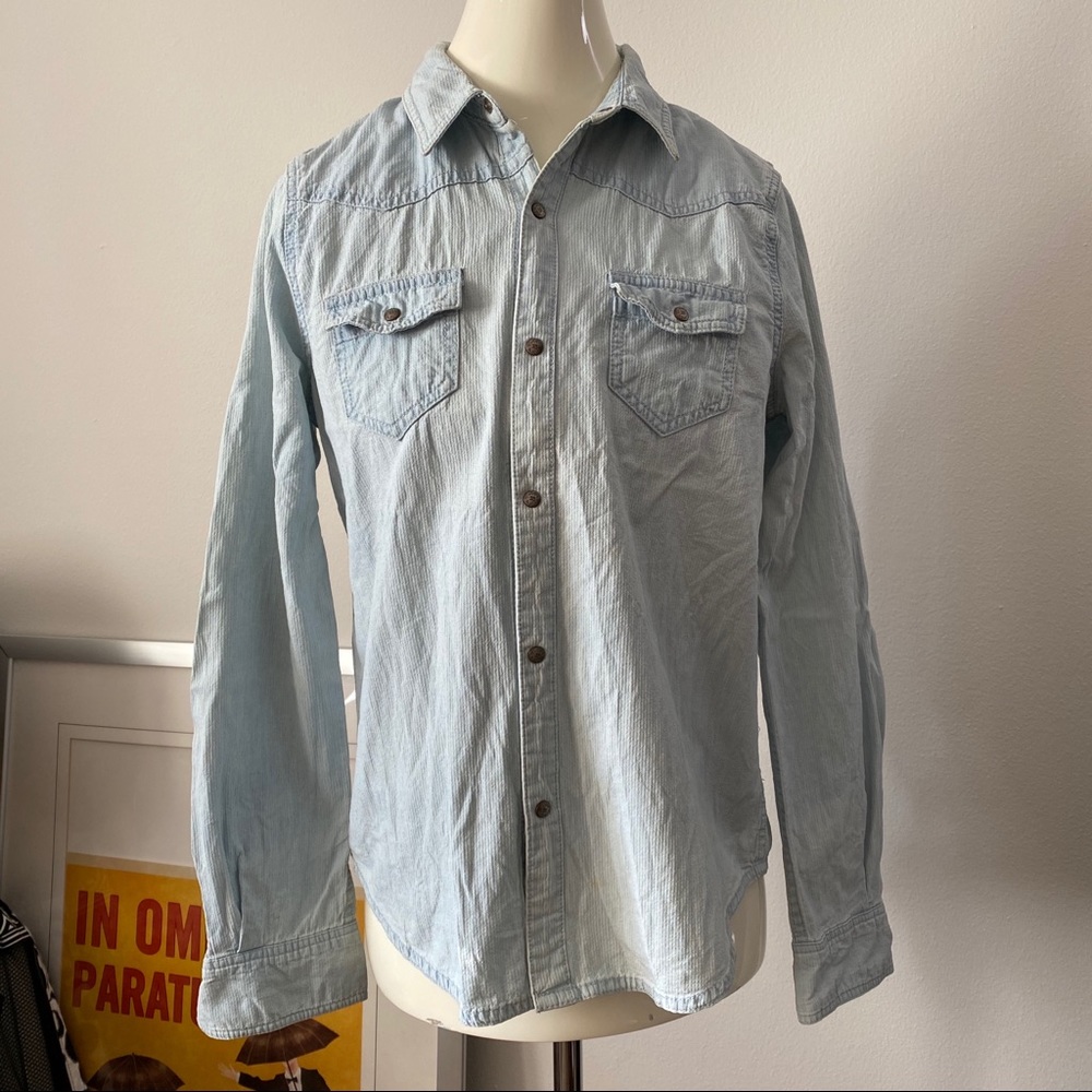 Current/Elliott Denim Blue Button Down Shirt - Picture 2 of 8